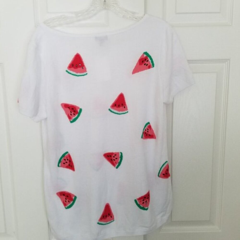 Womens Size M SS summer top -jeweled watermelon! - Picture 3 of 4